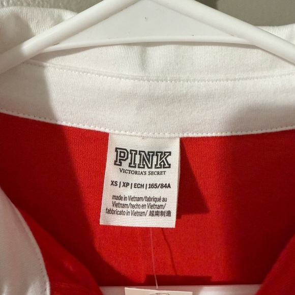 PINK Victoria's Secret Red and White Button Down Shirt - Picture 2 of 6